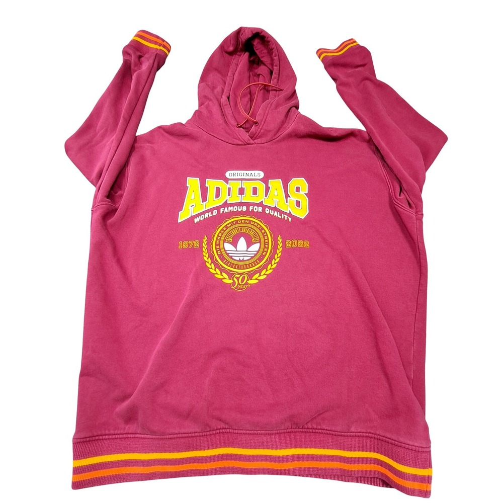 Adidas Originals 50th Anniversary Hoodie Pink Yellow Trefoil Graphic Mens 1X